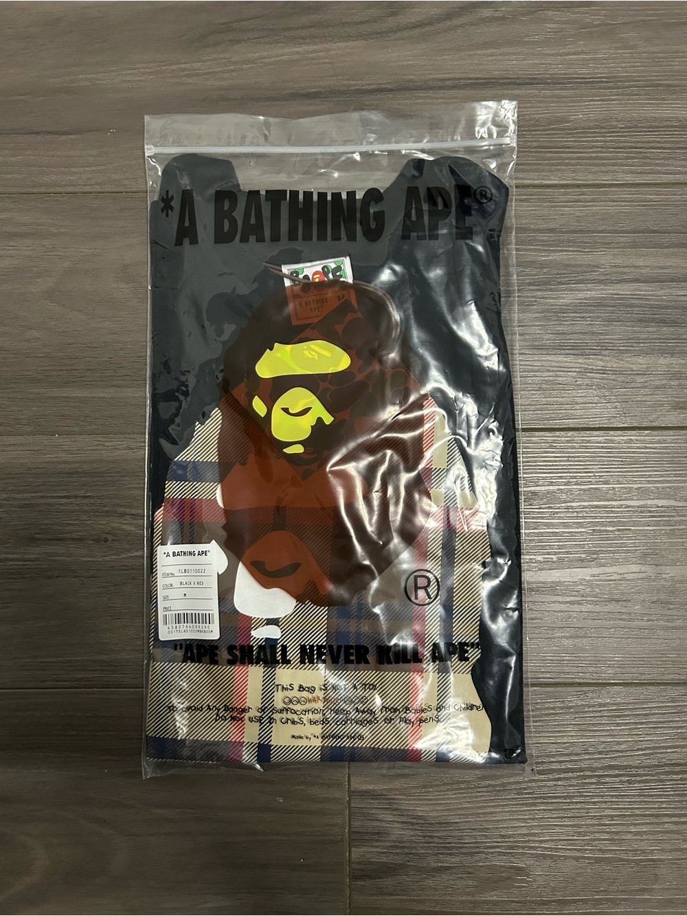 BAPE Check Plaid Ape Head Black T-Shirt – Beige - Picture 6 of 6
